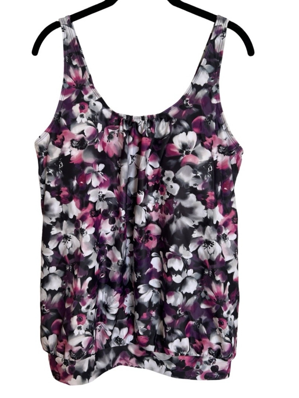 Yonique Floral Blouson Swim Tank SZ XL X-Large